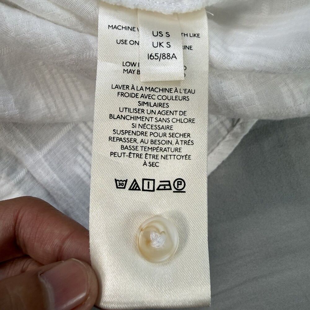PILCRO Anthropologie Theresa Laced Back Button Up SMALL White Top Textured Boho - Picture 12 of 14